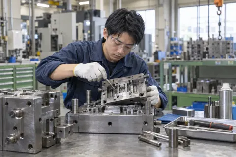 金型を分解して手入れをする技術者（樹脂・プラスチック加工の写真 No.43）