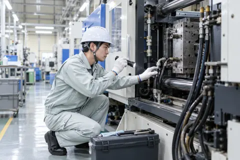 機械の点検をする保全の作業員（樹脂・プラスチック加工の写真 No.57）