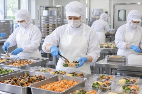 そうざいをパックにつめる作り手たち（食品製造・販売の写真 No.33）