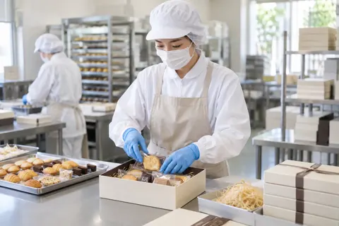 ギフトの箱につめる作り手（食品製造・販売の写真 No.60）