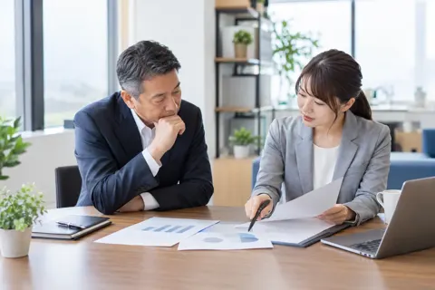 助成金の書類を社長と確認する社労士（司法書士・社労士の写真 No.20）