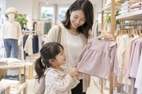子ども服を選ぶ親子（ファッション・アパレル・靴の写真 No.43）