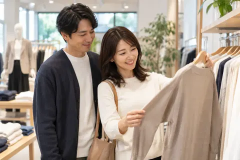 夫婦で服を選ぶお客様（ファッション・アパレル・靴の写真 No.44）