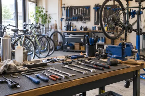 工具が並んだ作業台（自転車販売・修理の写真 No.43）