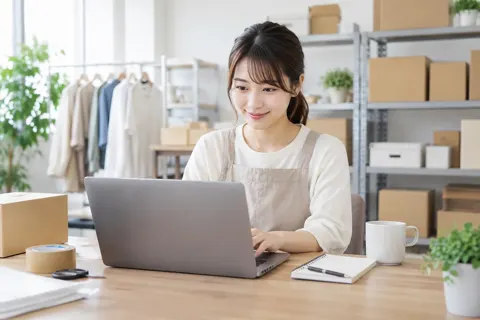 メールの返事を書くスタッフ（ネットショップ・通販の写真 No.38）