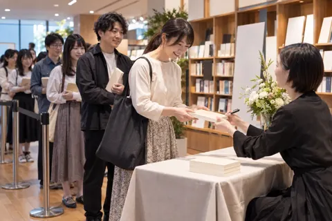 作者のサイン会に並ぶお客様たち（書店・古書の写真 No.27）